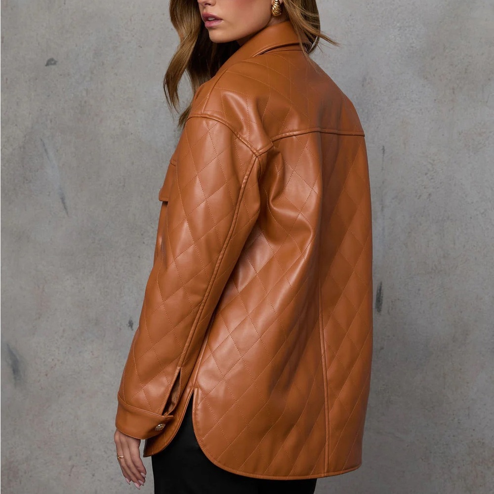 Vici Camel faux Leather Jacket - Picture 3 of 6